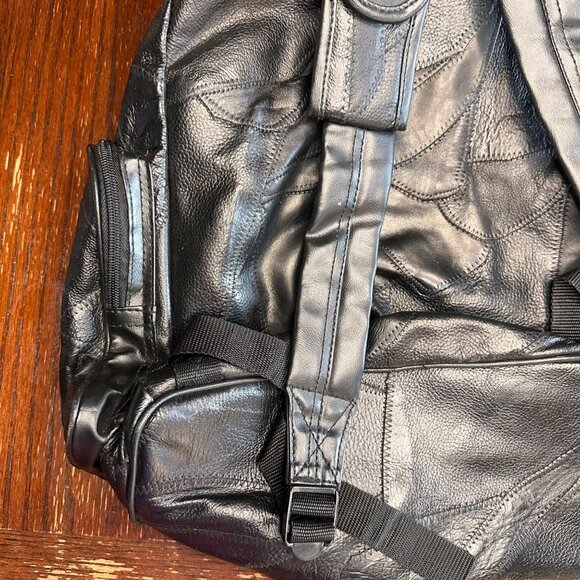 Vintage Patched Leather Multi Pocket Backpack - Picture 9 of 15